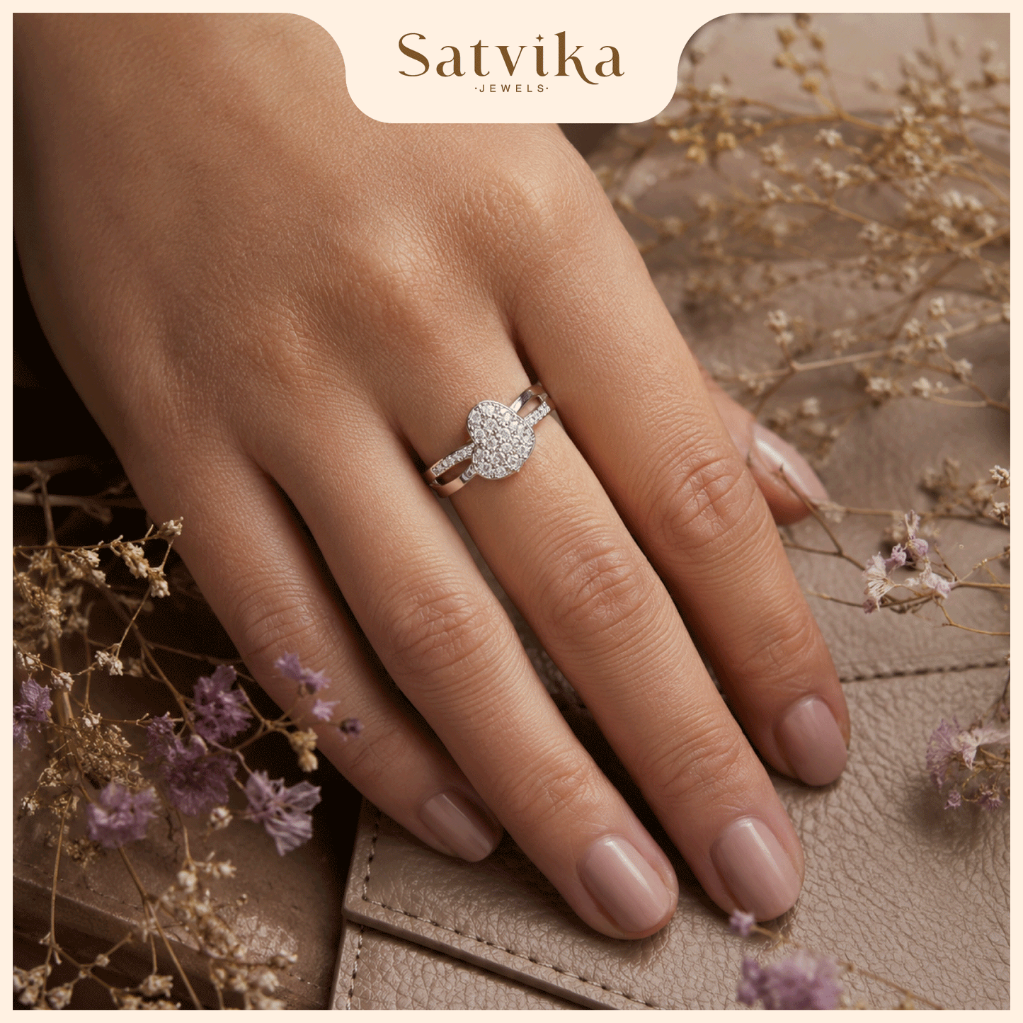 Romantic Pave Heart Halo Ring
