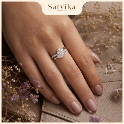 Romantic Pave Heart Halo Ring