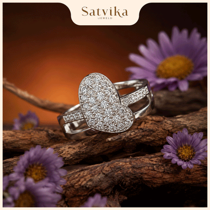 Romantic Pave Heart Halo Ring