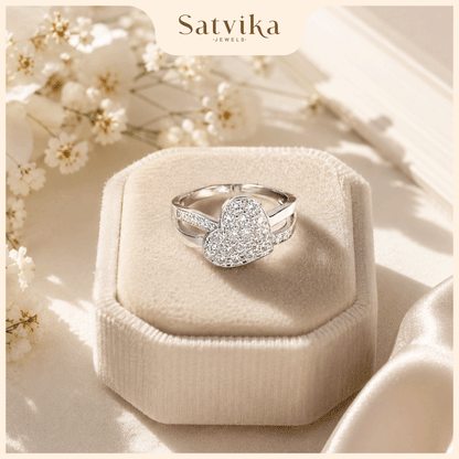 Romantic Pave Heart Halo Ring