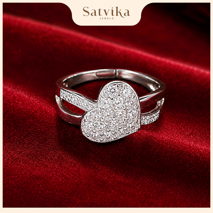 Romantic Pave Heart Halo Ring
