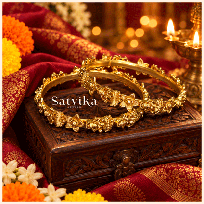 Royal Nakshi Floral Gold Traditional Kada Bangles