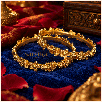 Royal Nakshi Floral Gold Traditional Kada Bangles