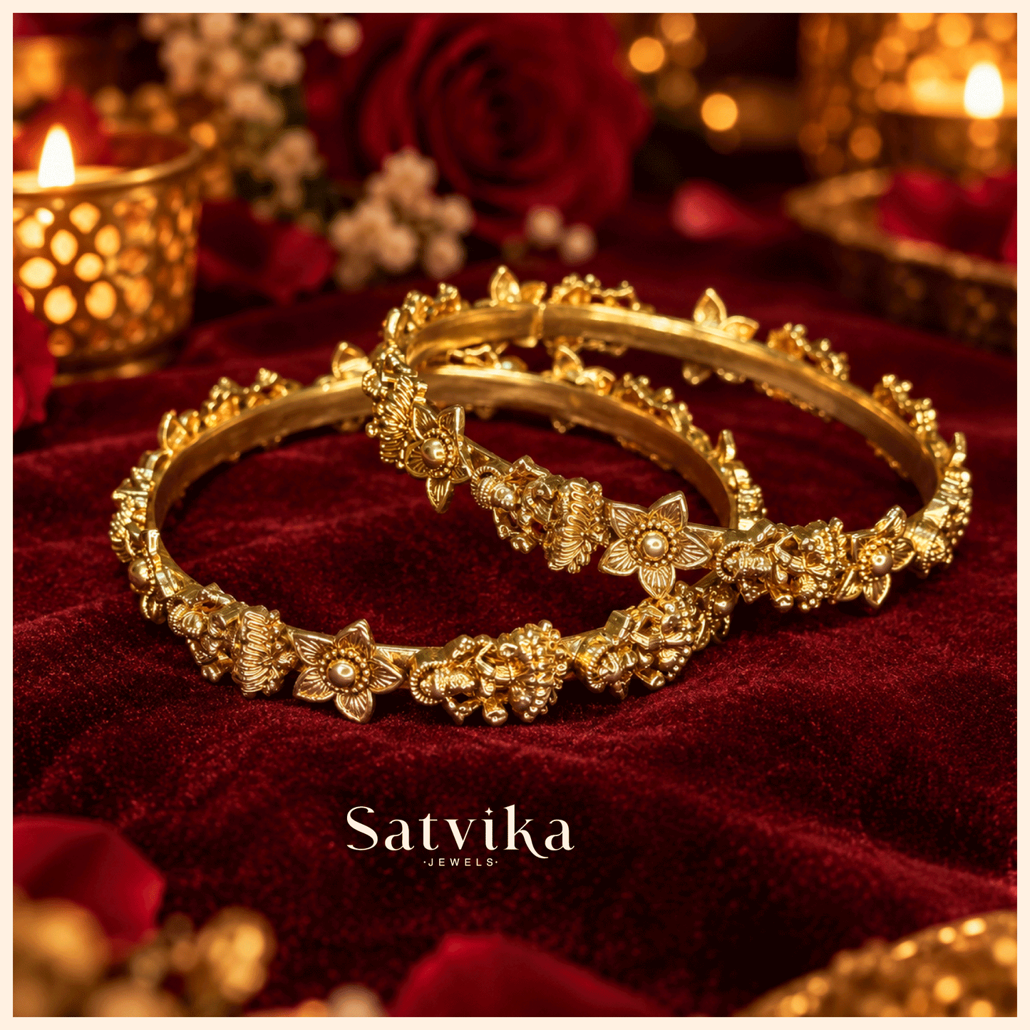 Royal Nakshi Floral Gold Traditional Kada Bangles