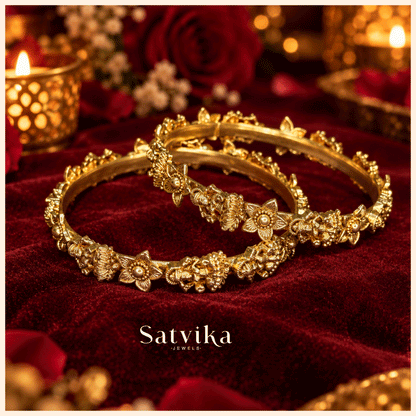 Royal Nakshi Floral Gold Traditional Kada Bangles