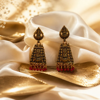 Royal Antique Gold Jhumka Earrings