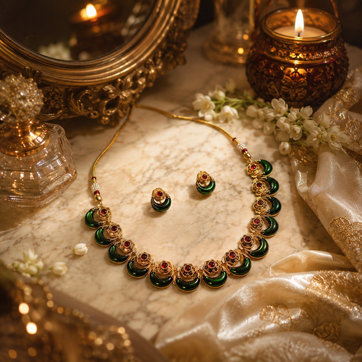 Royal Emerald Palakka Heritage Necklace