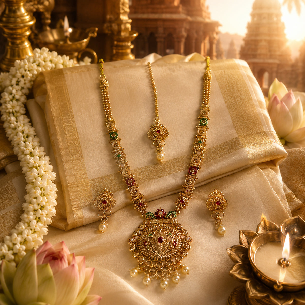 Royal Heirloom Gold Long Necklace Set