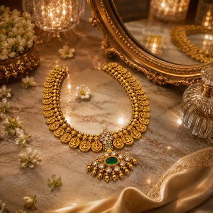 Royal Lakshmi Coin Bridal Temple Necklace