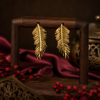 Royal Nature Inspired Gold Stud Earrings