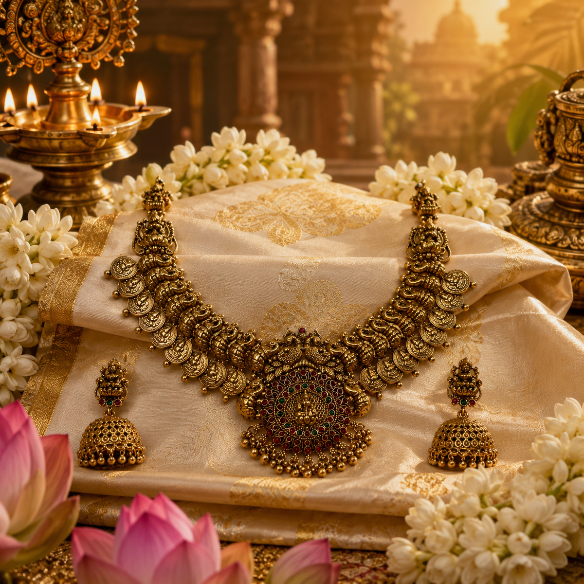 Royal Temple Nakshi Kasumala Necklace