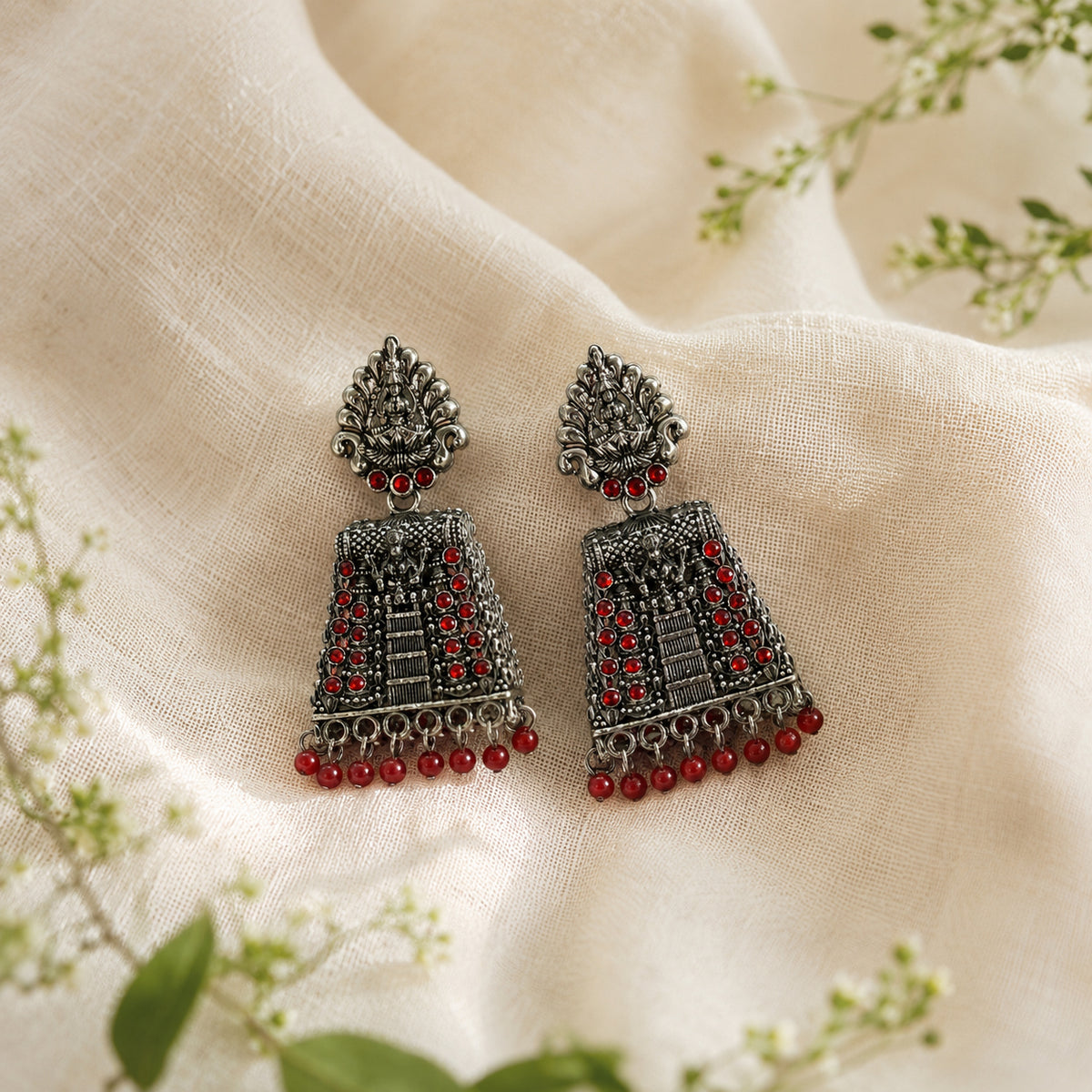Vintage Temple Silver Jhumka Earrings